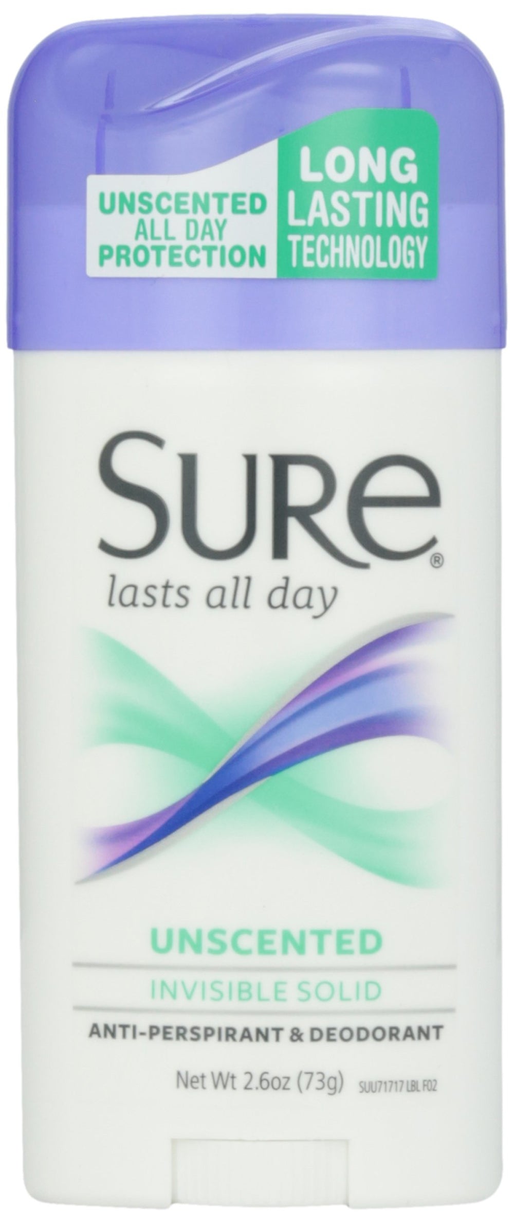 Sure Invisible Solid cap shows clean, fragrance-free protection ready to use.