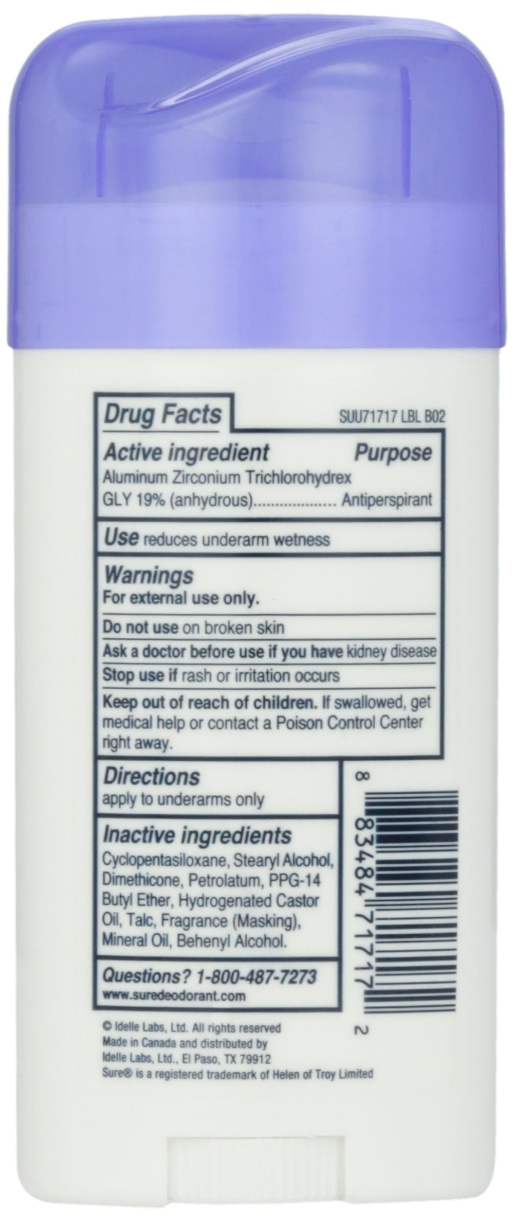 Sure Invisible Solid label front displays unscented, unisex design.