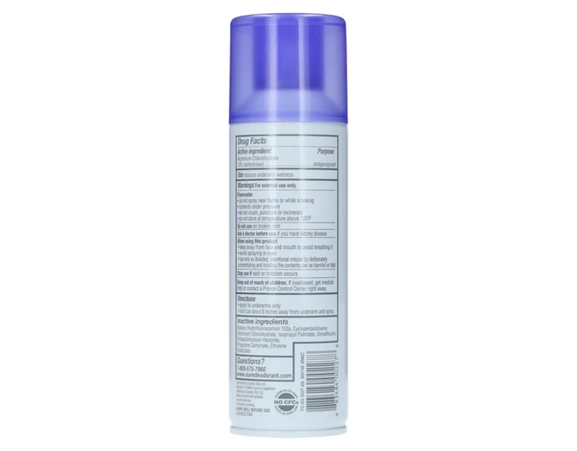 Sure unscented aerosol antiperspirant demonstrating 24-hour odor and wetness defense
