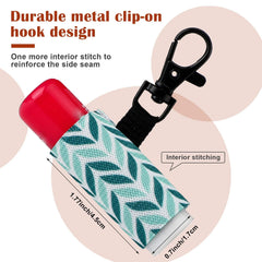 Floral pattern lip balm holder clipped to a bag showing grab-and-go use