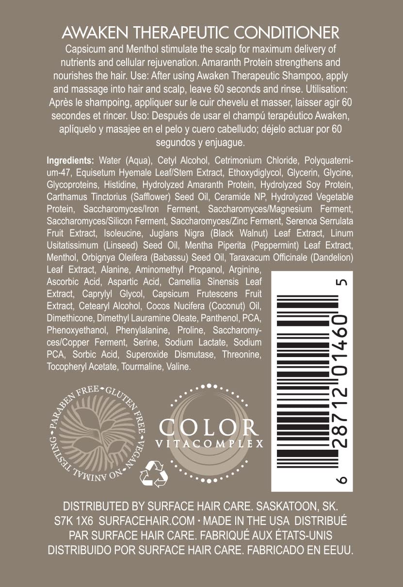 Close-up of Surface Awaken Therapeutic Conditioner ingredients—capsicum and menthol.