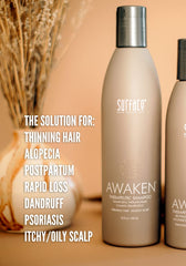 Surface Awaken Therapeutic Shampoo pump demonstrates easy, mess-free application.