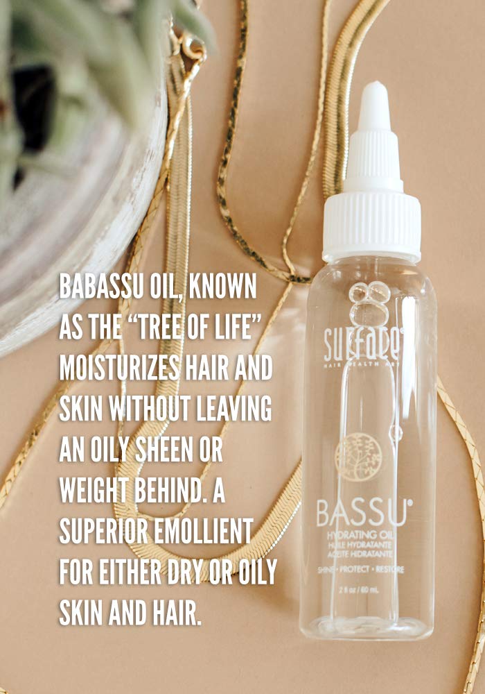 Close-up of shiny, smooth hair after applying Bassu Hydrating Oil