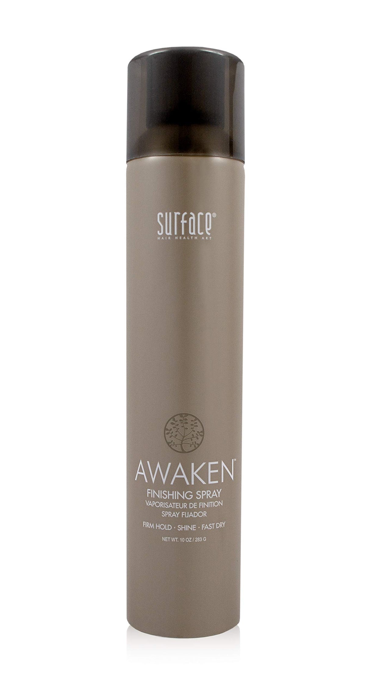 SURFACE Hair Awaken bottle front showing vegan finishing spray for thicker hair