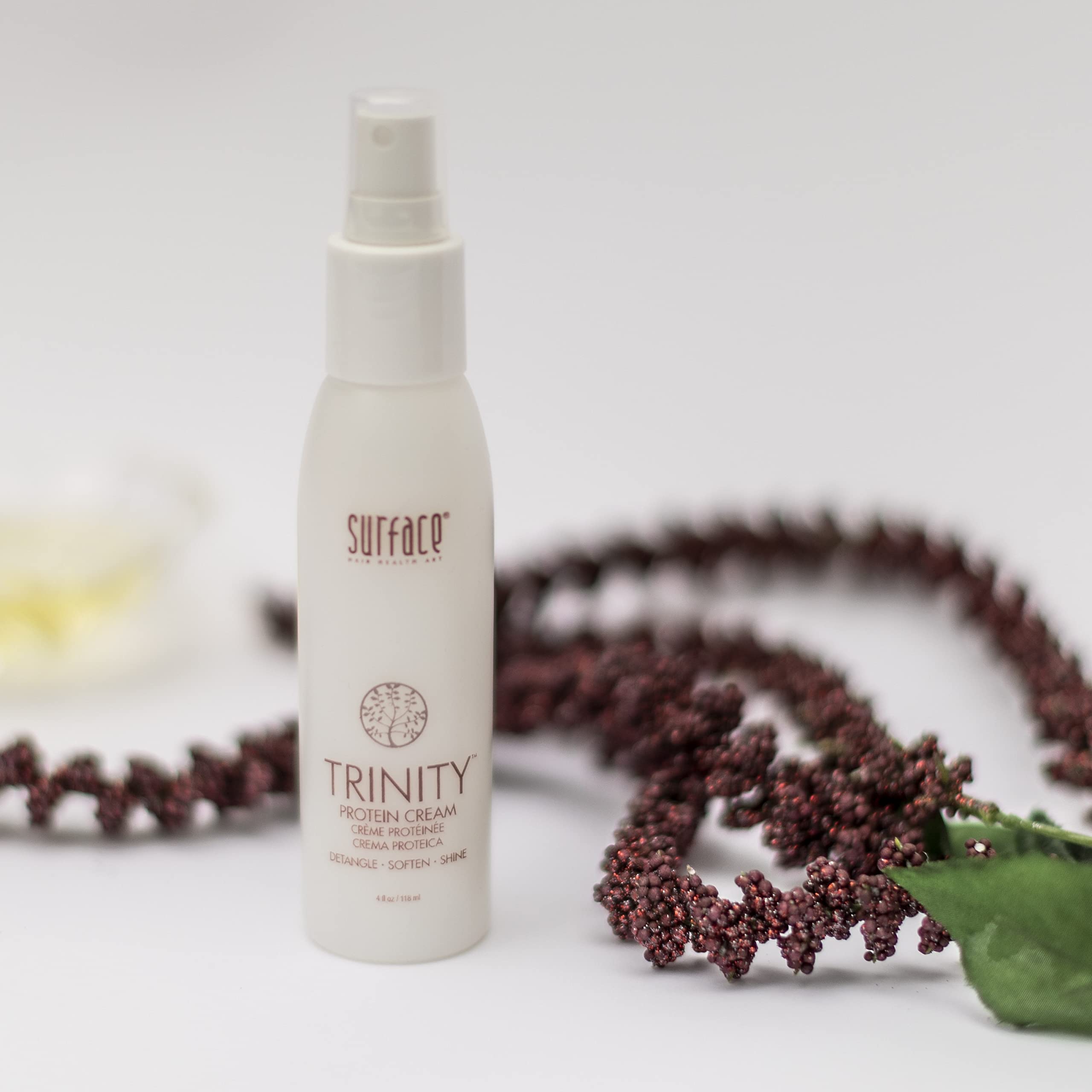 SURFACE Trinity Protein Cream Leave-In cream texture closeup highlighting lightweight hydration