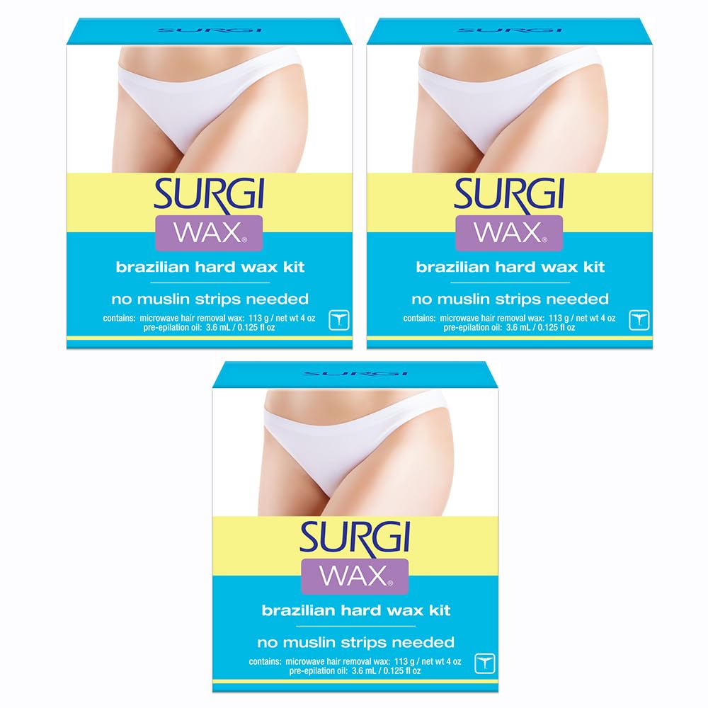 Surgiwax Brazilian hard wax kit for private parts with 4oz packs for at-home waxing.