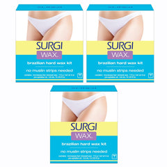 Surgiwax Brazilian hard wax kit for private parts with 4oz packs for at-home waxing.