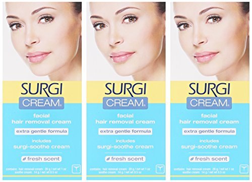 Surgiwax Surgi-cream facial hair remover application close-up showing smooth application and quick results.