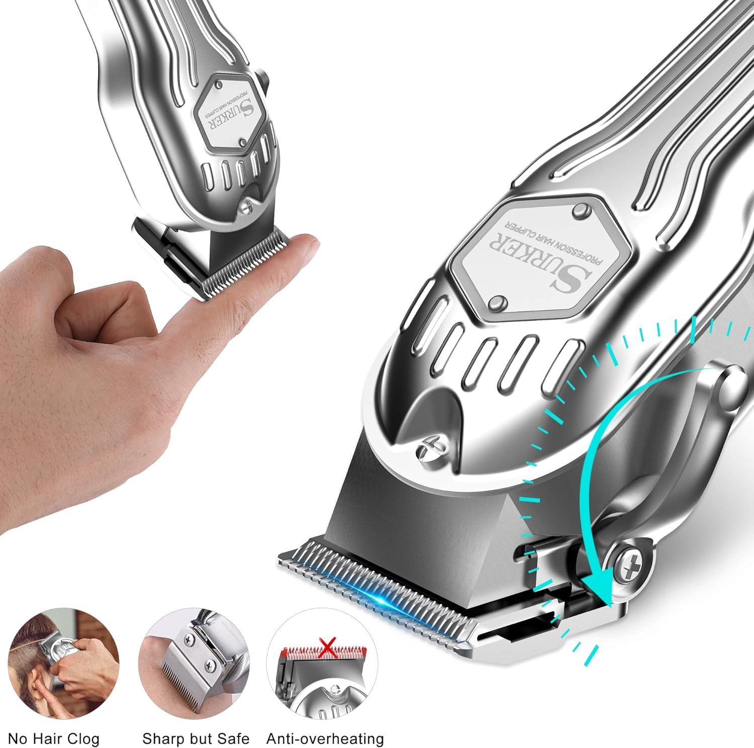 SURKER clipper held with ergonomic, comfortable grip