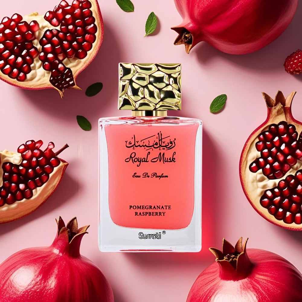 Gift box presentation of Surrati Royal Musk Pomegranate Raspberry EDP
