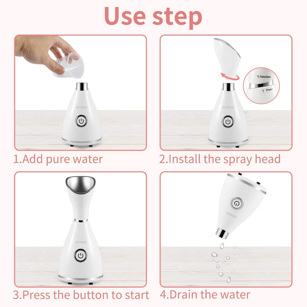 Surwit GETANYE steamer with hair band and kit for tidy use.