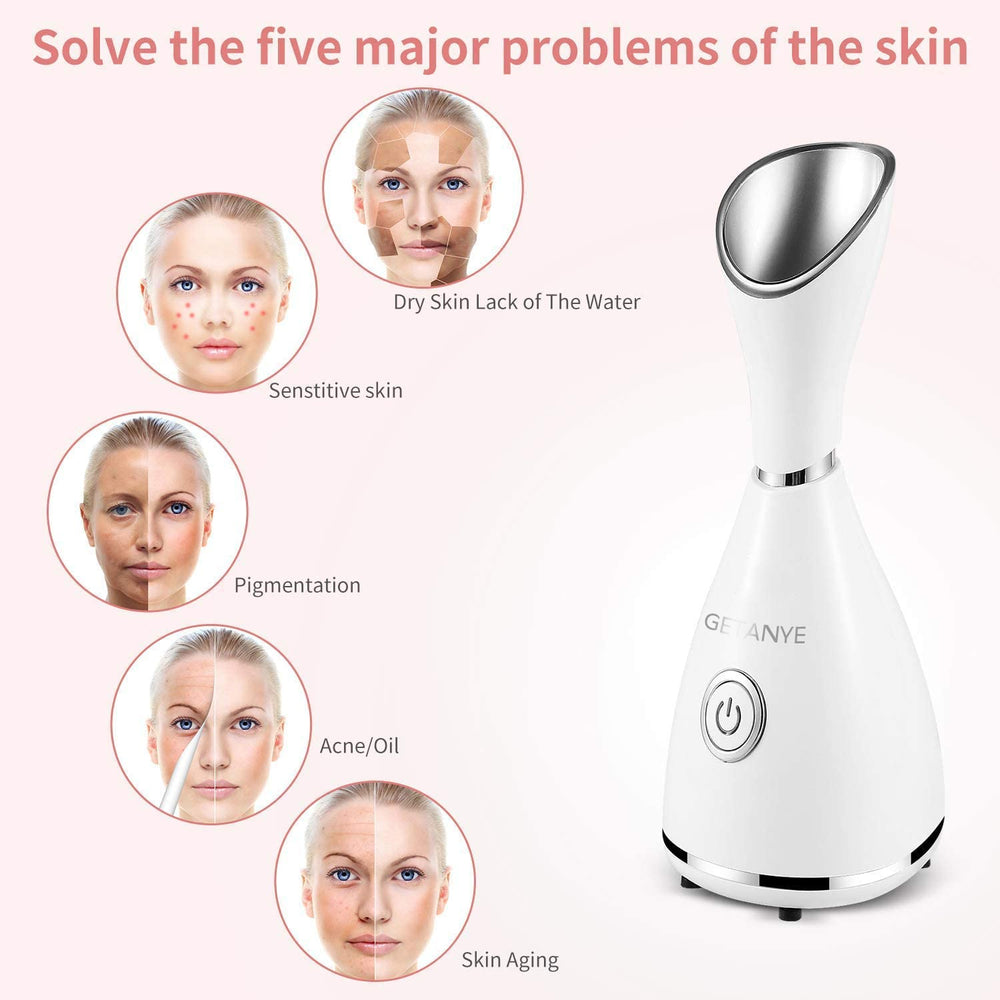Surwit GETANYE steamer nano ionic mist for enhanced skin penetration.