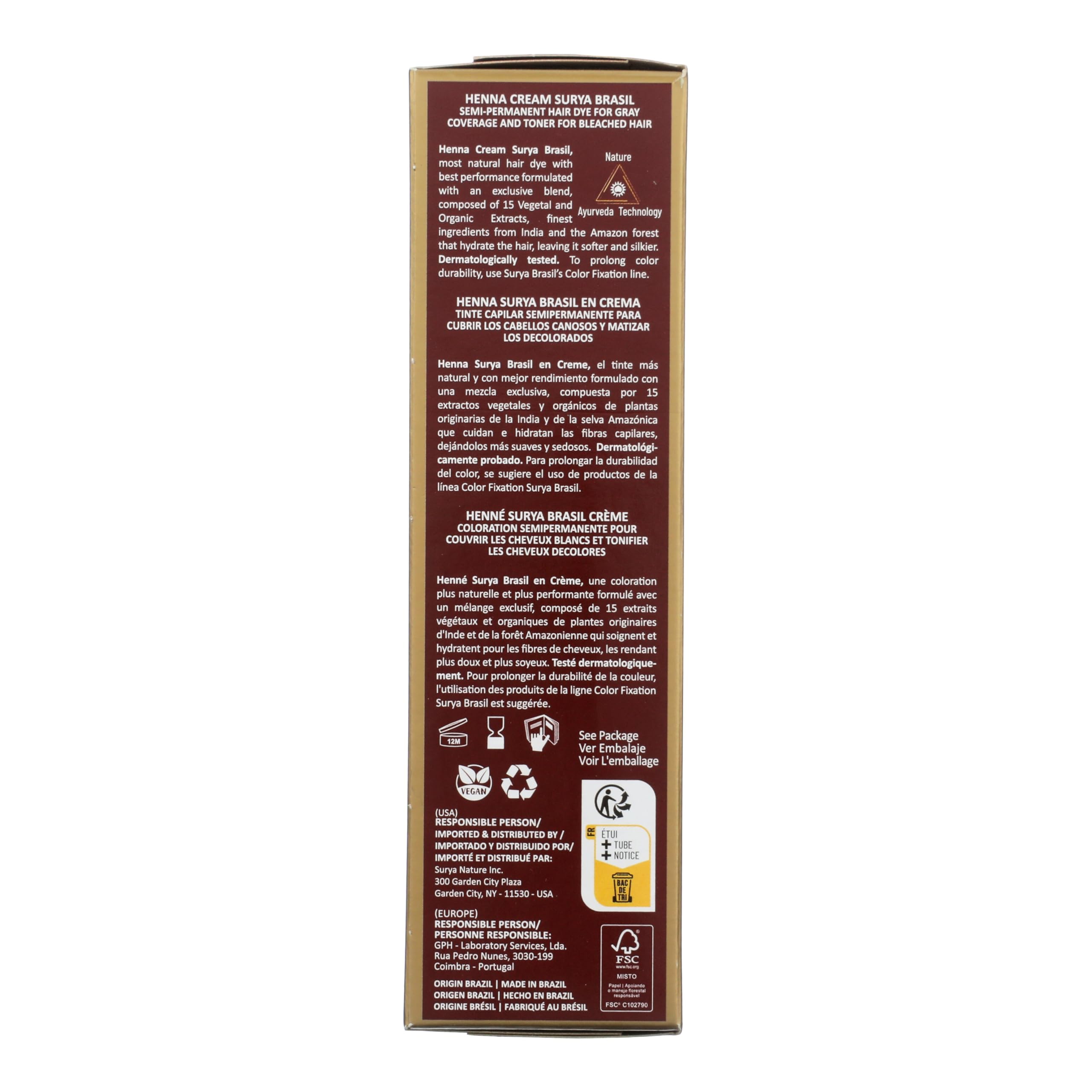 Eco-friendly packaging of Surya Brasil Henna Cream Black