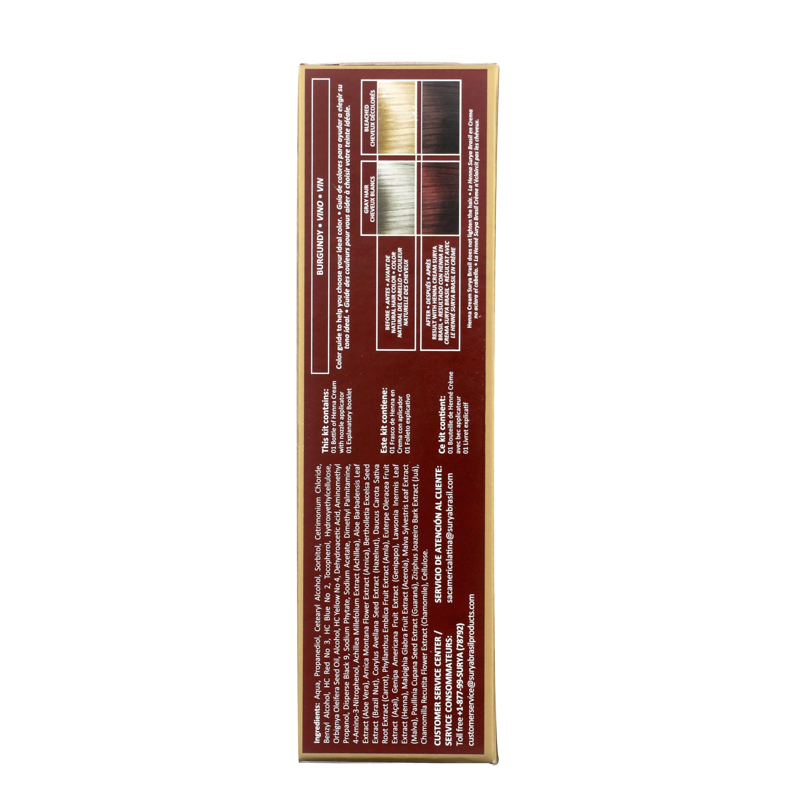 Surya Brasil Henna Cream Burgundy tube reveals vibrant burgundy shade.