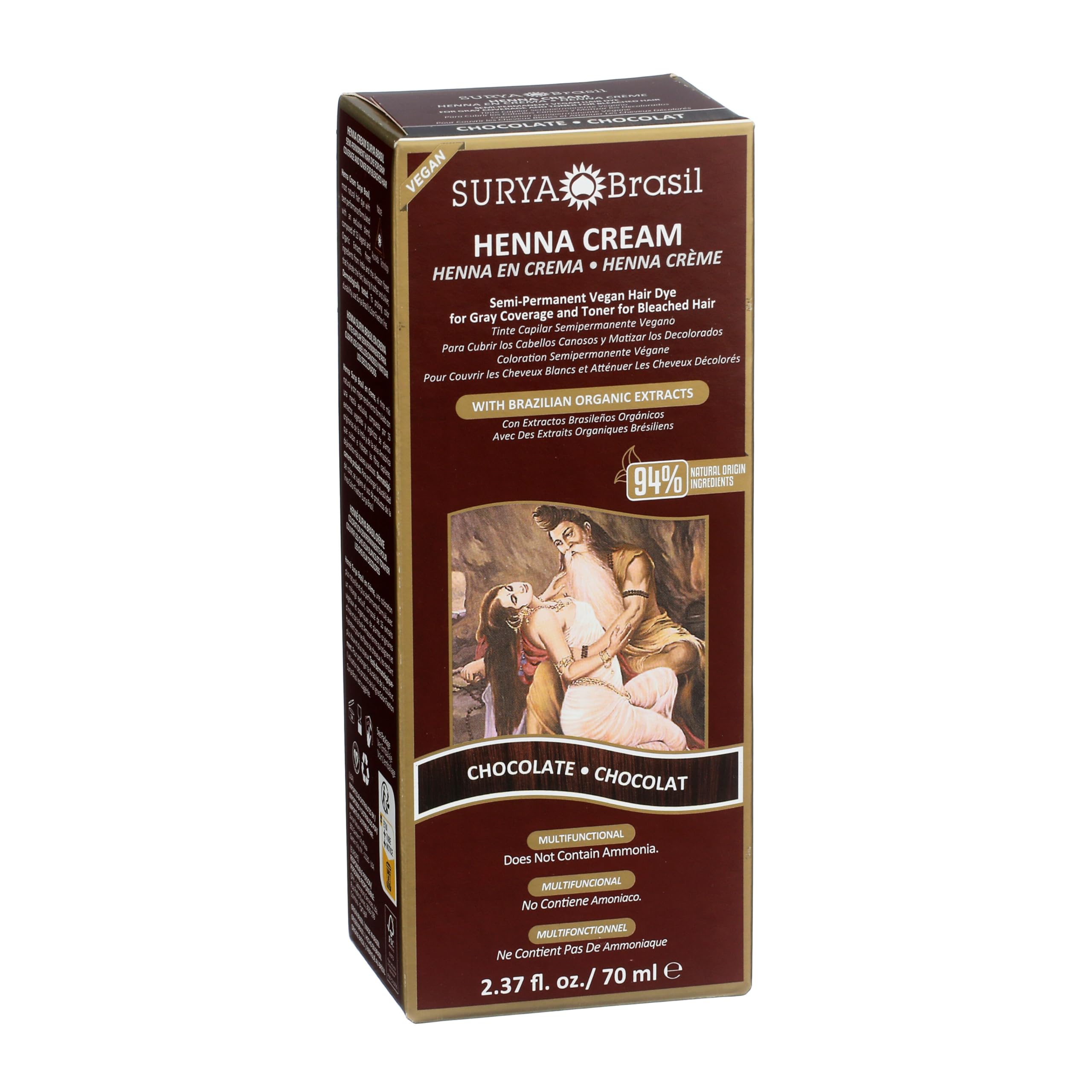 Surya Brasil Henna Cream Chocolate hair after use—smooth and shiny.