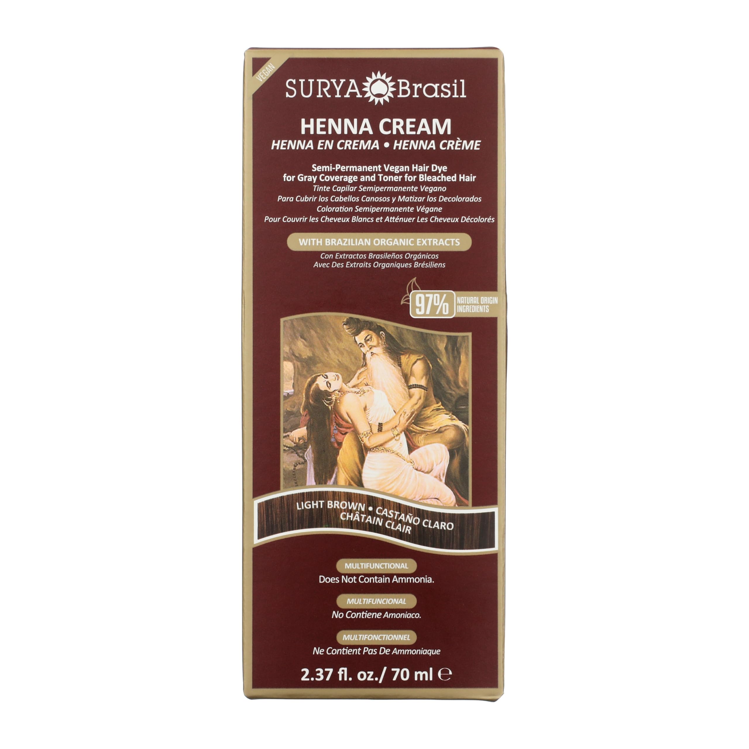 Surya Brasil Henna Cream tube shows natural color with a gentle conditioning formula.