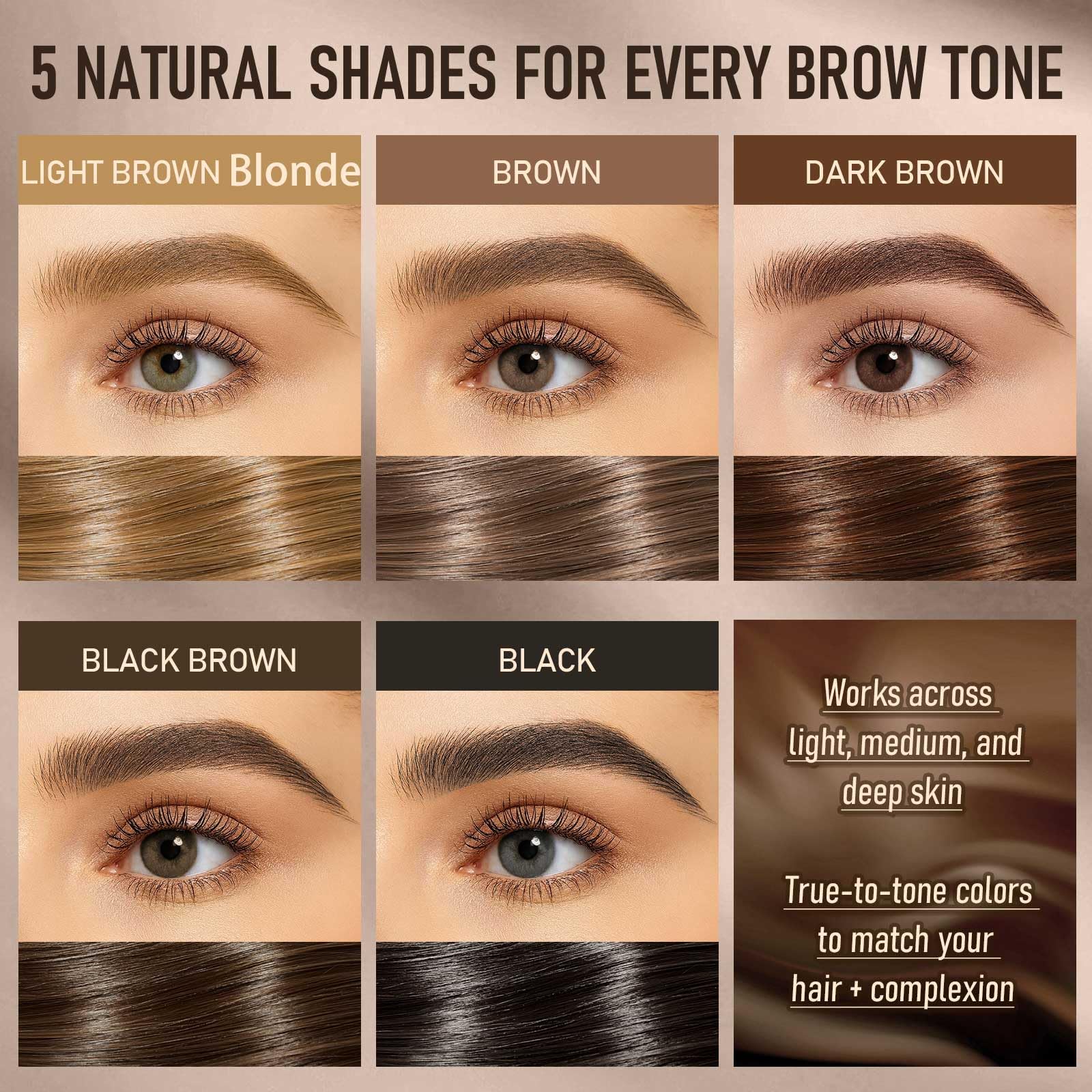 SUSIKEKI Brow Pen tonos universales para combinar con distintos cabellos.