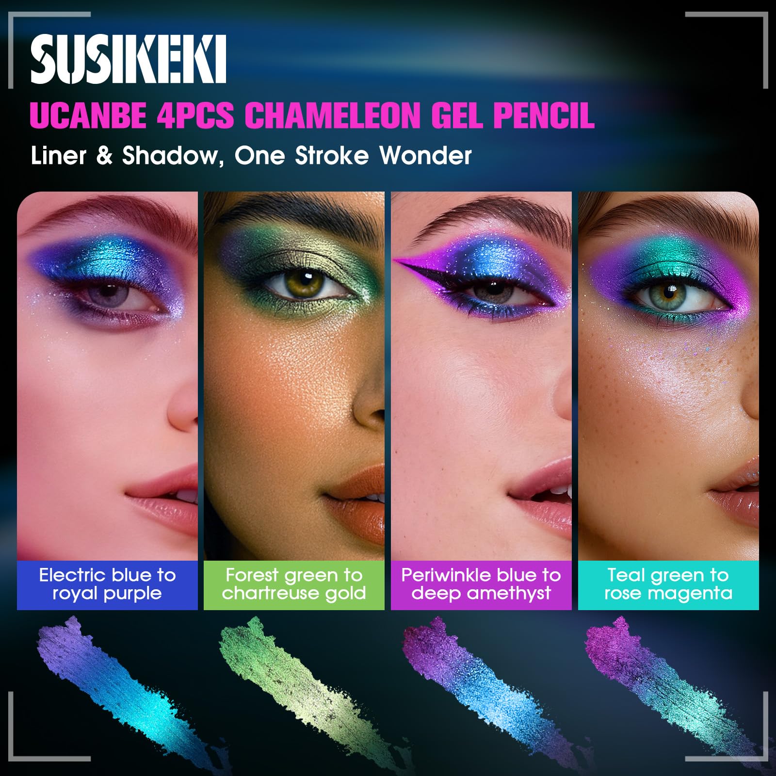 SUSIKEKI Delineador Gel Duo Cromático: dos tonos en un lápiz para looks versátiles.