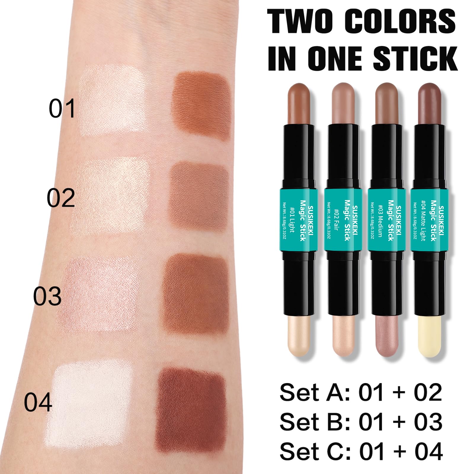 SUSIKEKI highlight end brightens cheekbones with a soft glow