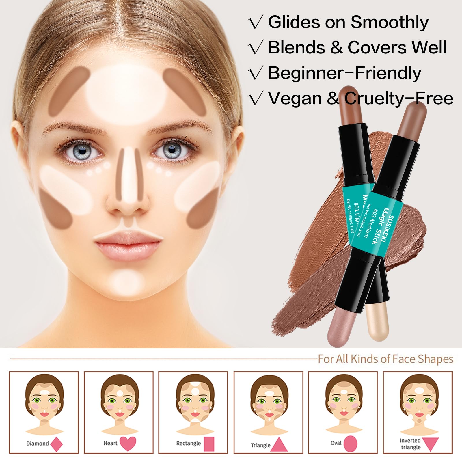 SUSIKEKI waterproof, long-wearing cream sticks stay put through sweat