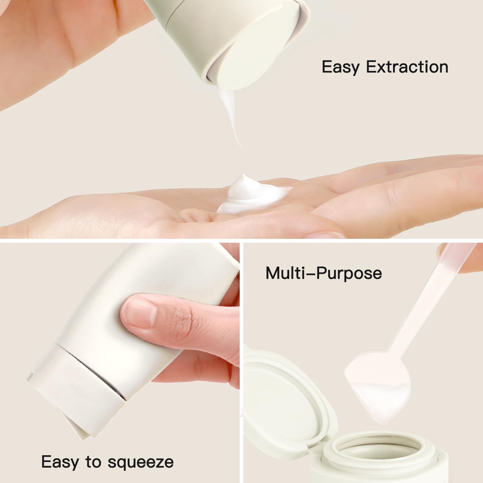 Suteng squeezable 50ml bottles for easy dispensing on the go.