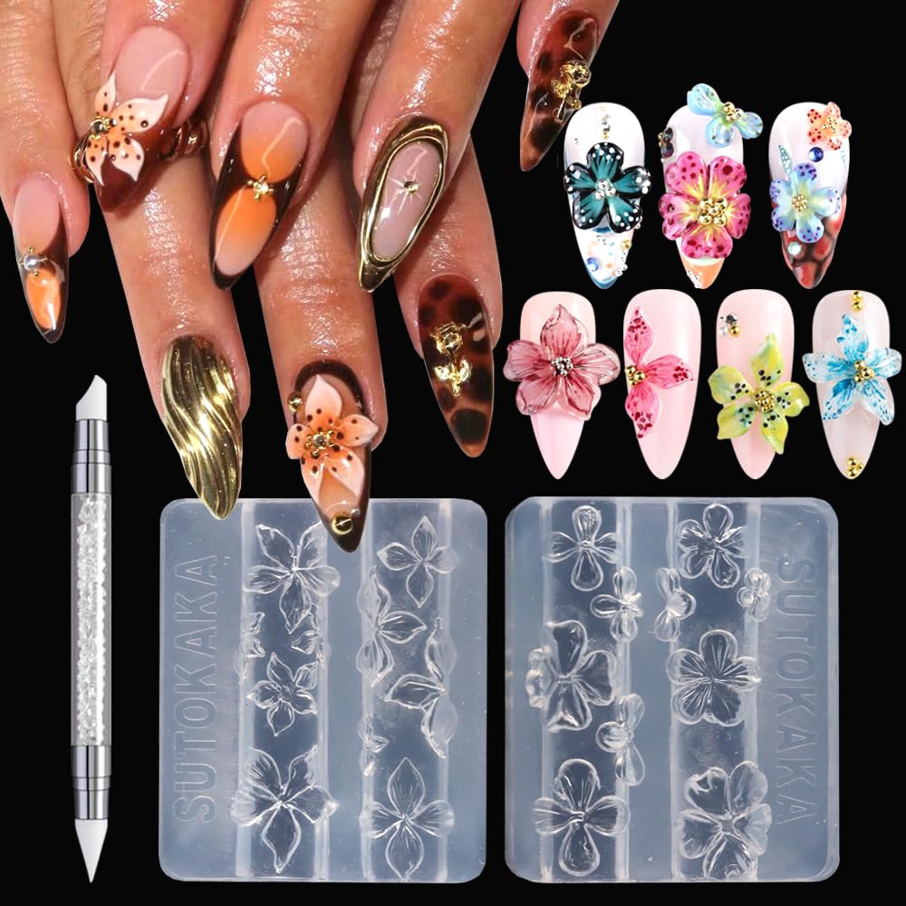 SUTOKAKA 3D hibiscus flower nail art mold for nails