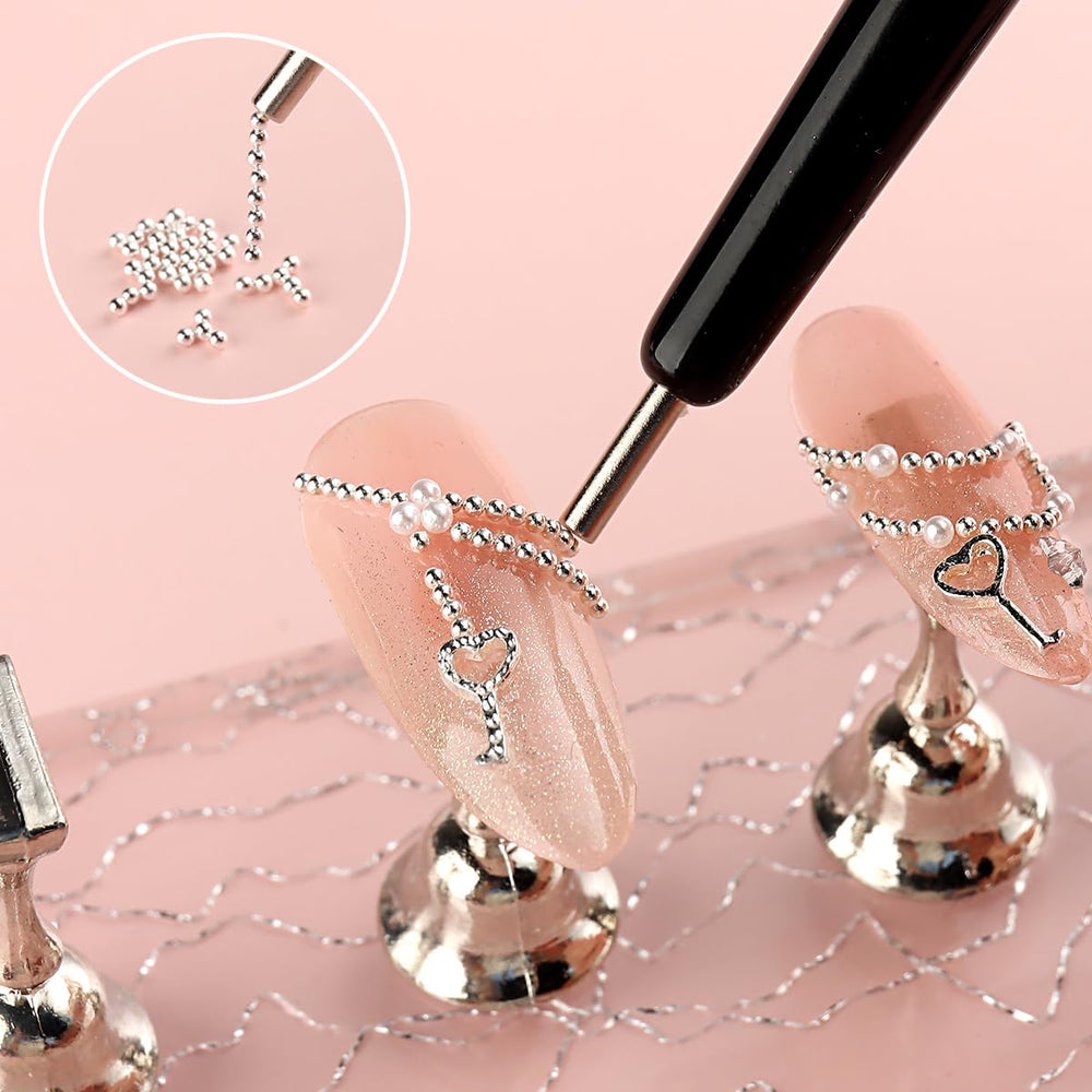 SUTOKAKA cuentas plata para combinaciones elegantes en uñas