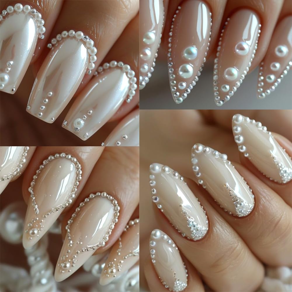 SUTOKAKA perlas uñas brillantes de material plástico de alta calidad para un acabado elegante.