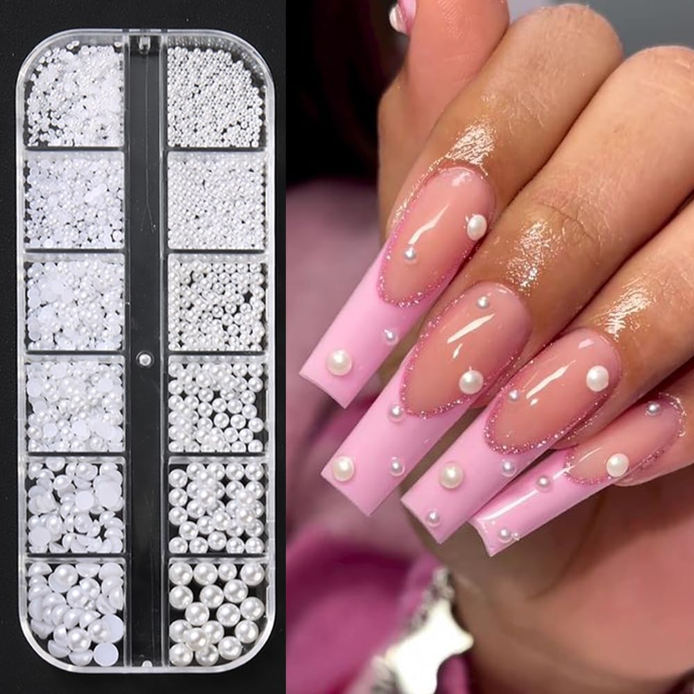 SUTOKAKA perlas uñas redondas y semi redondas para diseños versátiles.