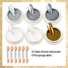 SUTOZMIWE chrome powder jars closeup showing micro-fine particles for smooth application