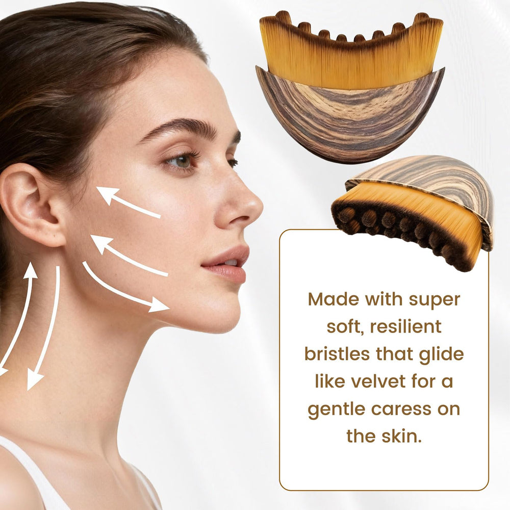 Sutrtcosg lymphatic contour brush close-up of soft bristles for gentle massage.