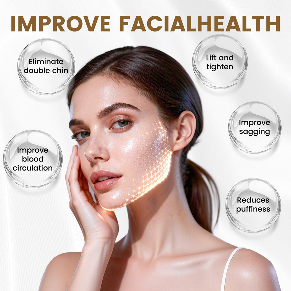 Sutrtcosg contour brush on cheek area to relax facial muscles during skincare.
