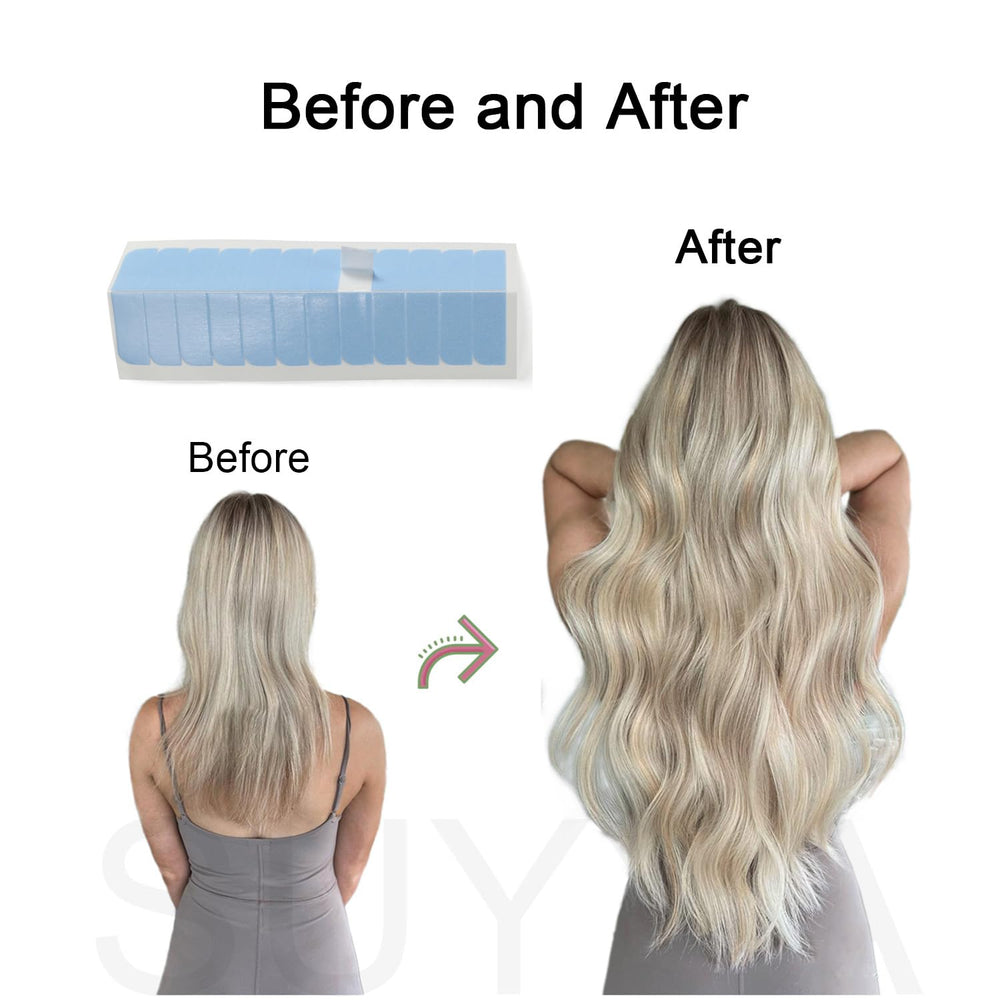 SUYYA blue extension tape tabs measuring 4cm by 0.8cm for most extensions