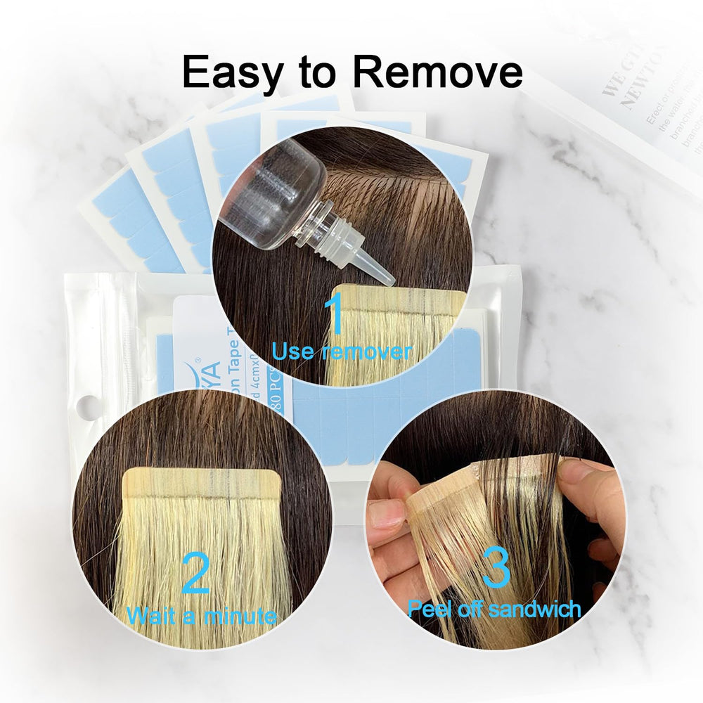 SUYYA blue extension tape tabs heat-resistant for styling sessions