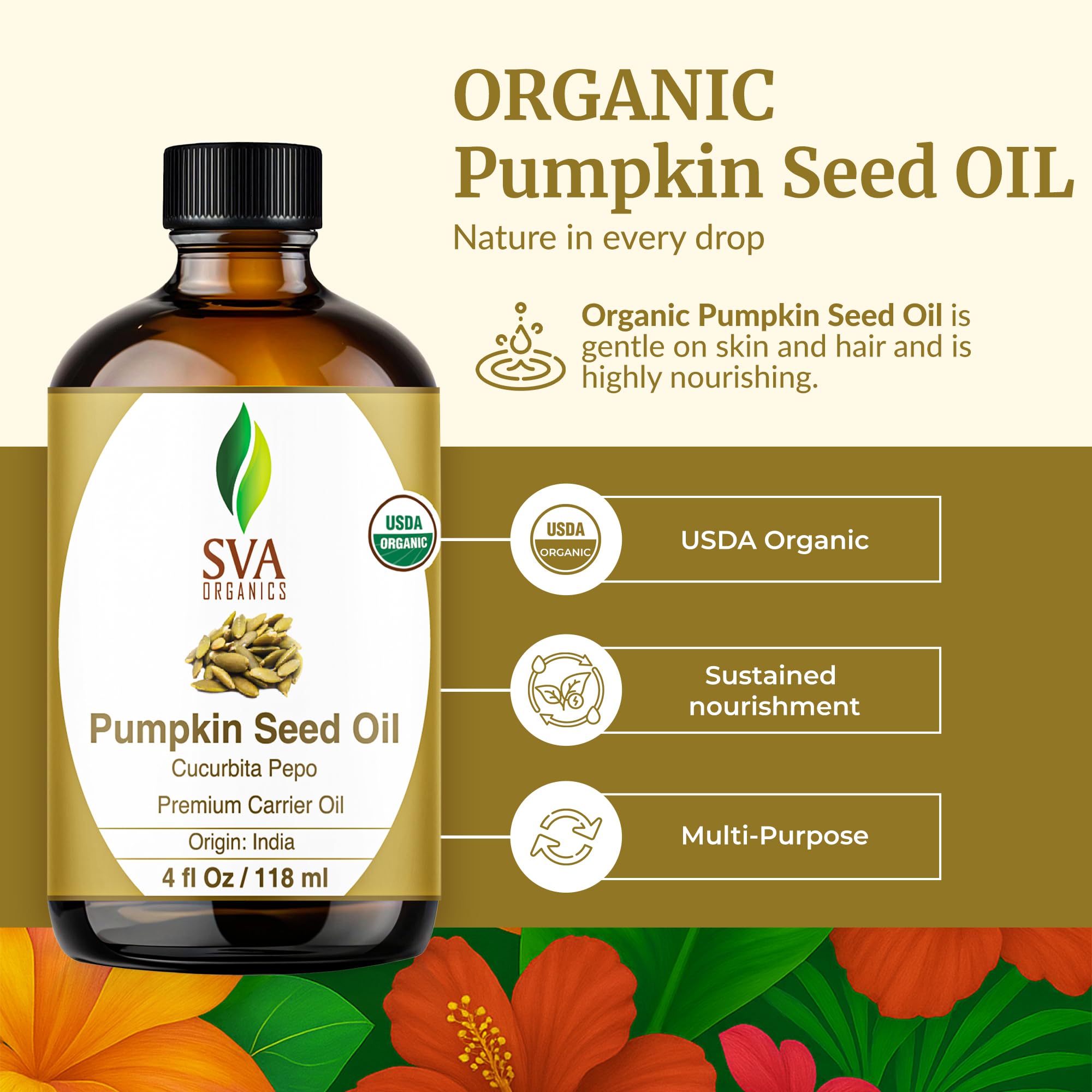 Aplicación en mano con aceite de calabaza SVA para rostro.