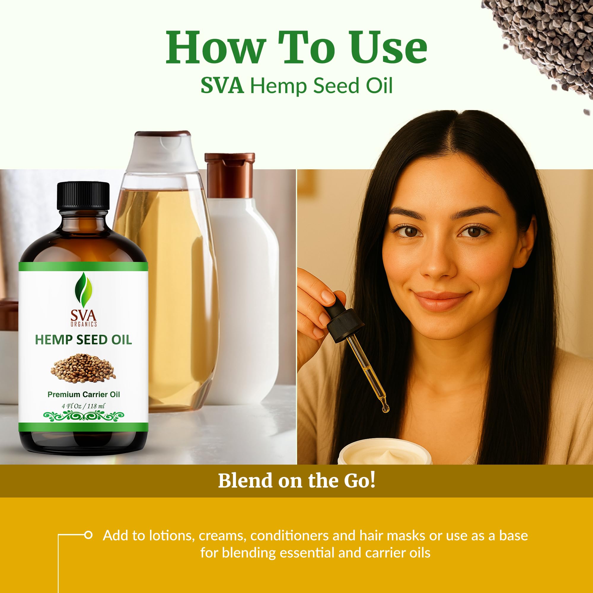 SVA ORGANICS masaje corporal con aceite de cáñamo para hidratación suave