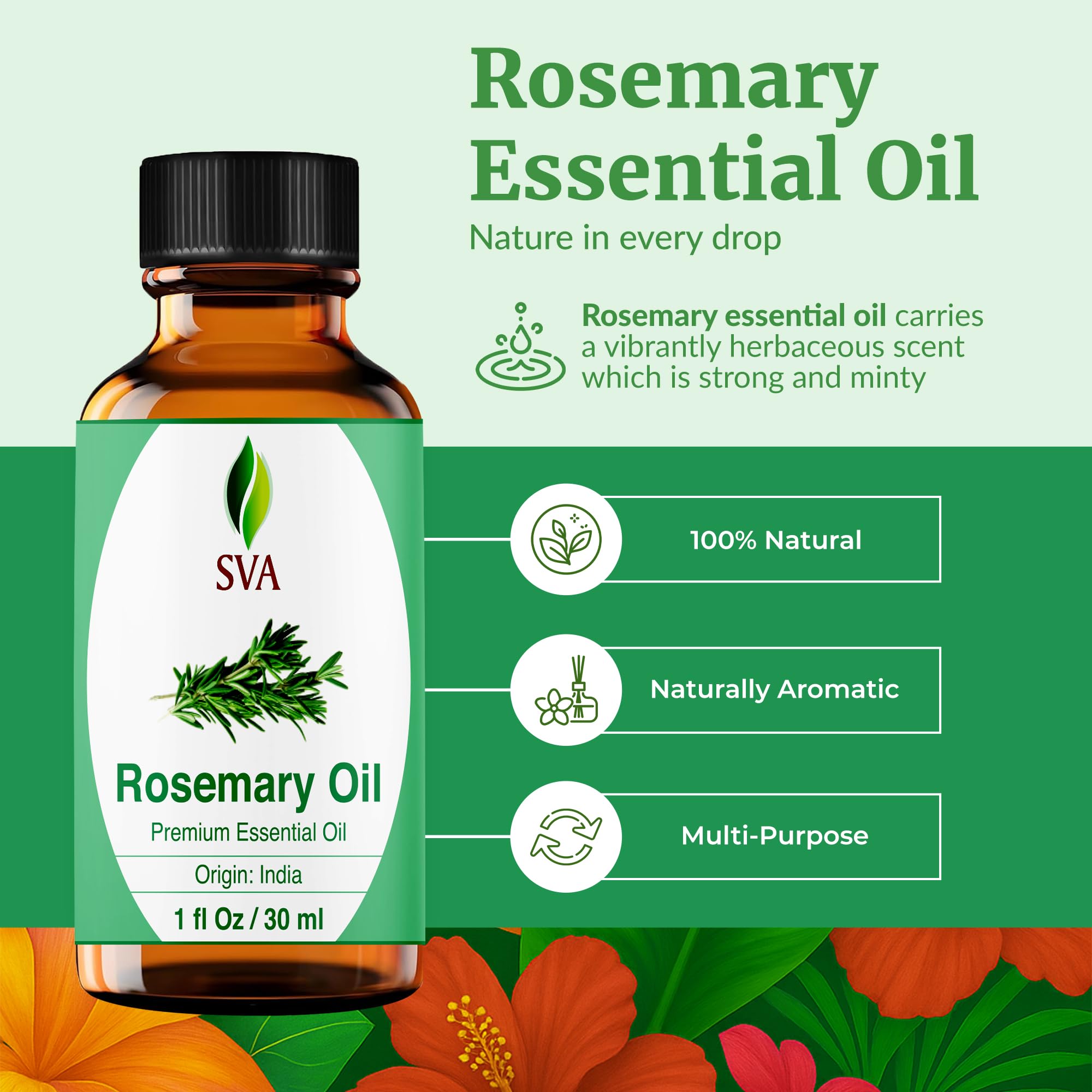 SVA Rosemary Essential Oil in diffuser for a refreshing aromatherapy experience