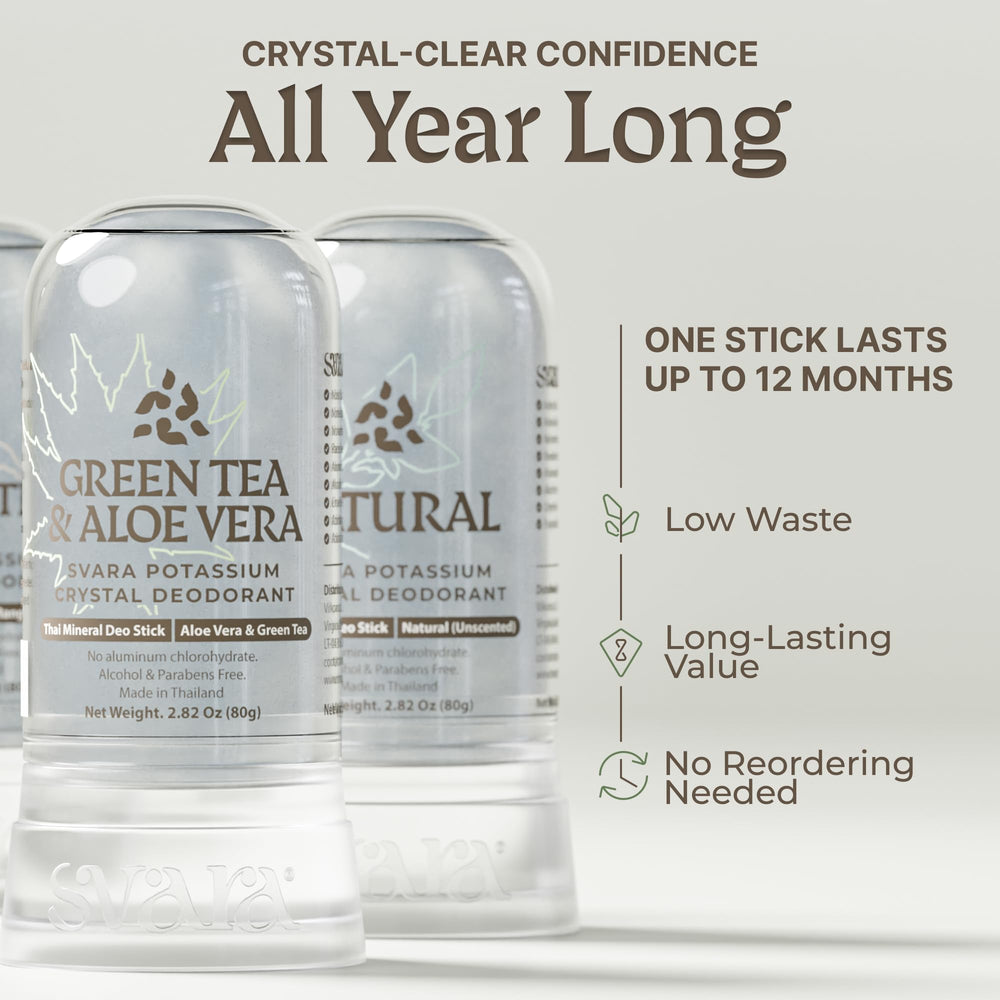 SVARA alumbre natural desodorante cristal baston cierre-seguro, comodin para maletin o bolso.