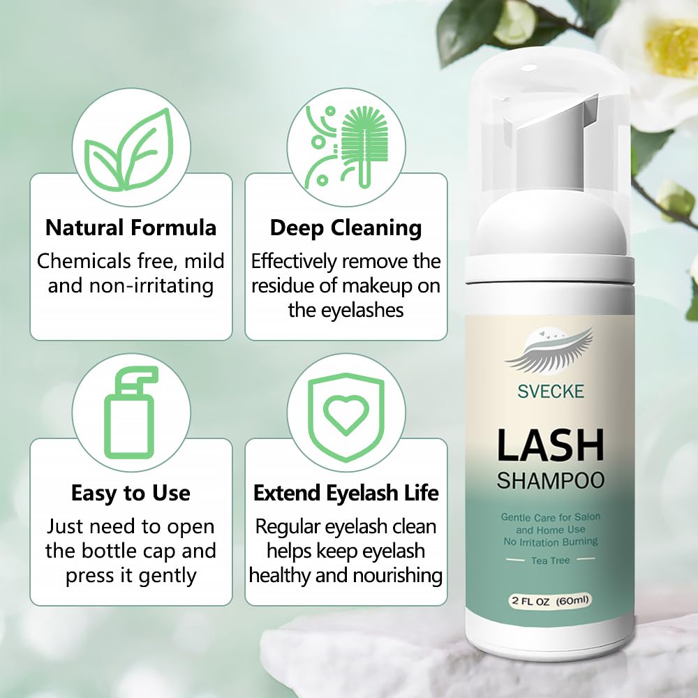 SVECKE cleansing brush included for thorough lash cleaning.