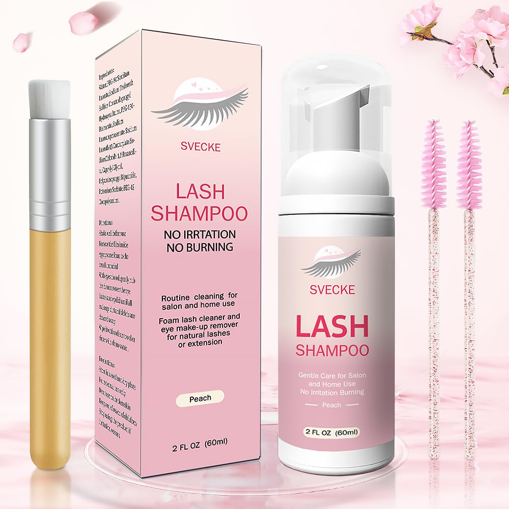 Press-type bottle of SVECKE lash cleanser minimizes waste.