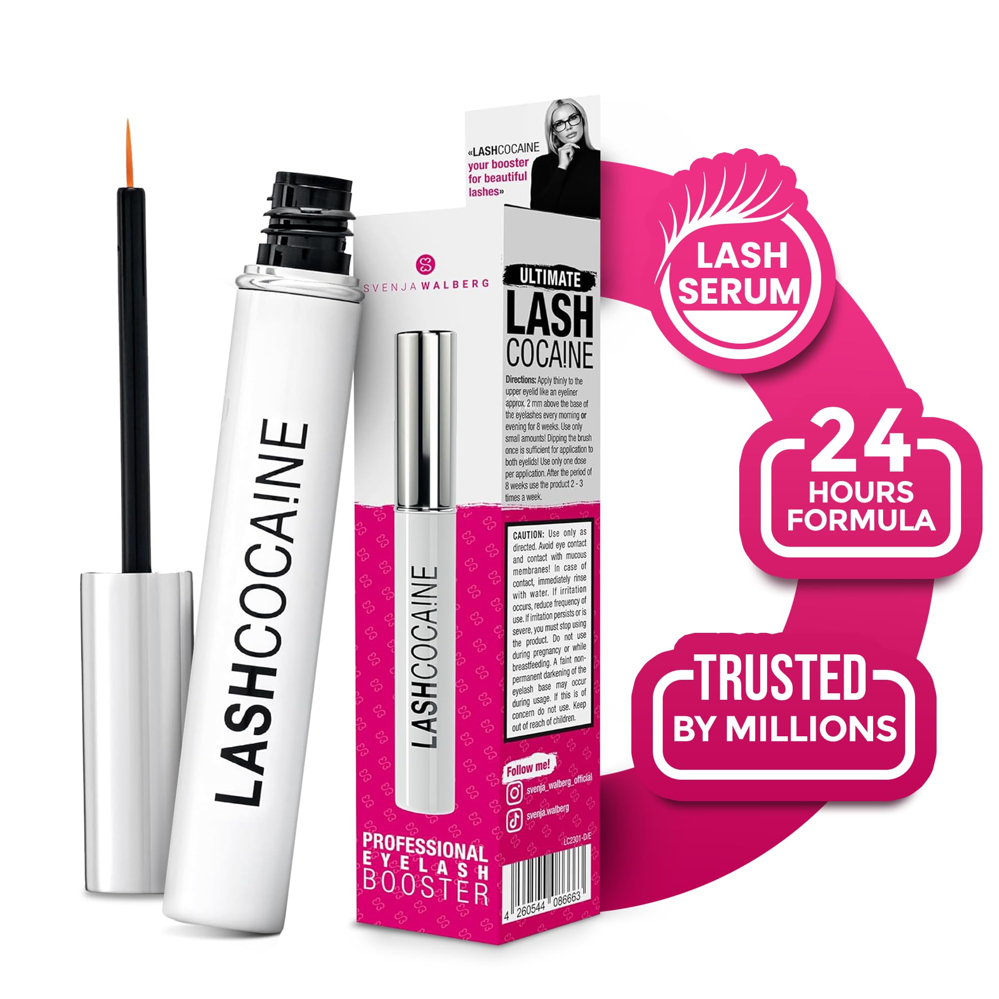 Svenja Walberg LASHCOCA!NE bottle for easy daily lash care and growth support.