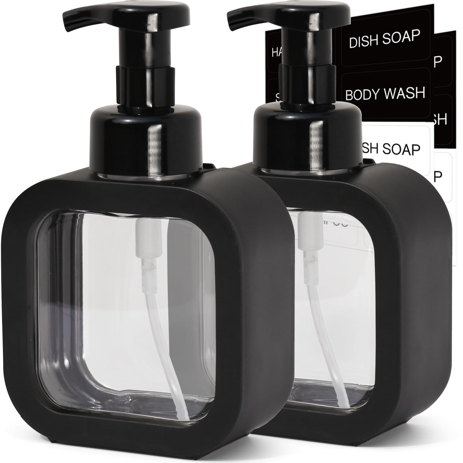SVLX YIXVN foaming soap dispenser in black, compact 300 ml for home use.