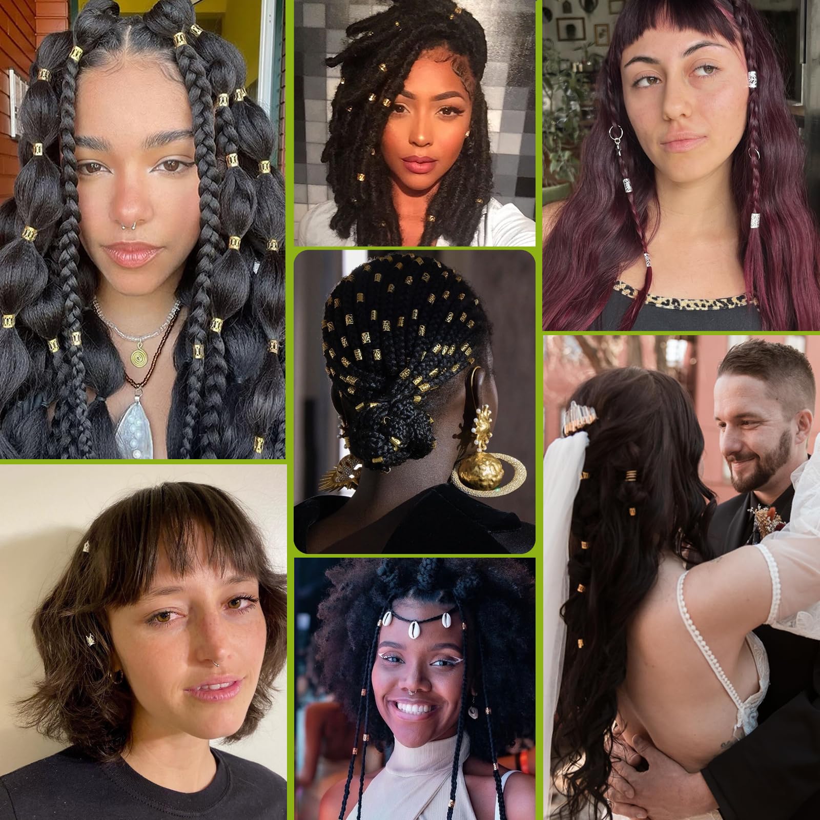 SVNMU gold dreadlock loc braid decor for festival wear.