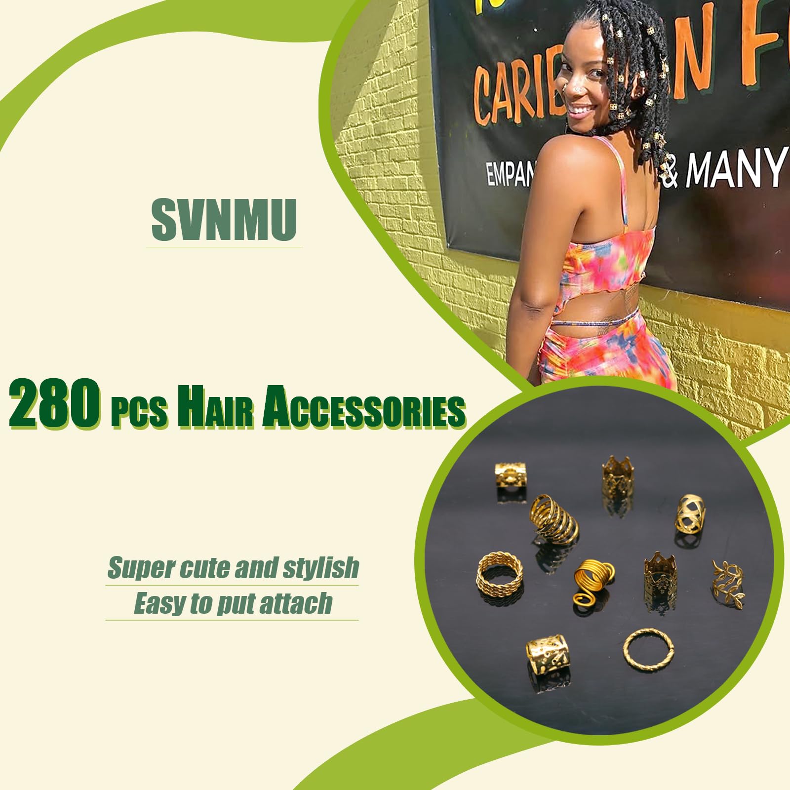 SVNMU gold hair cuff braid accessory for secure styling.