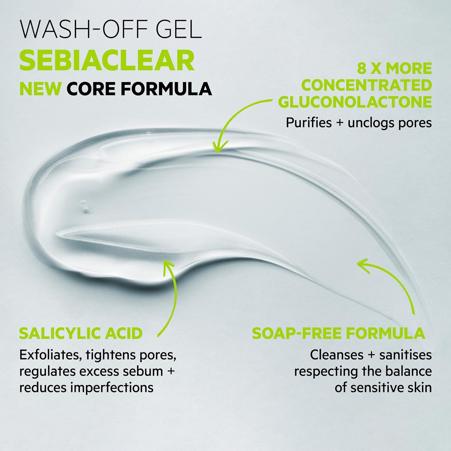 SVR Sebiaclear fórmula minimalista de diez ingredientes para piel sensible.