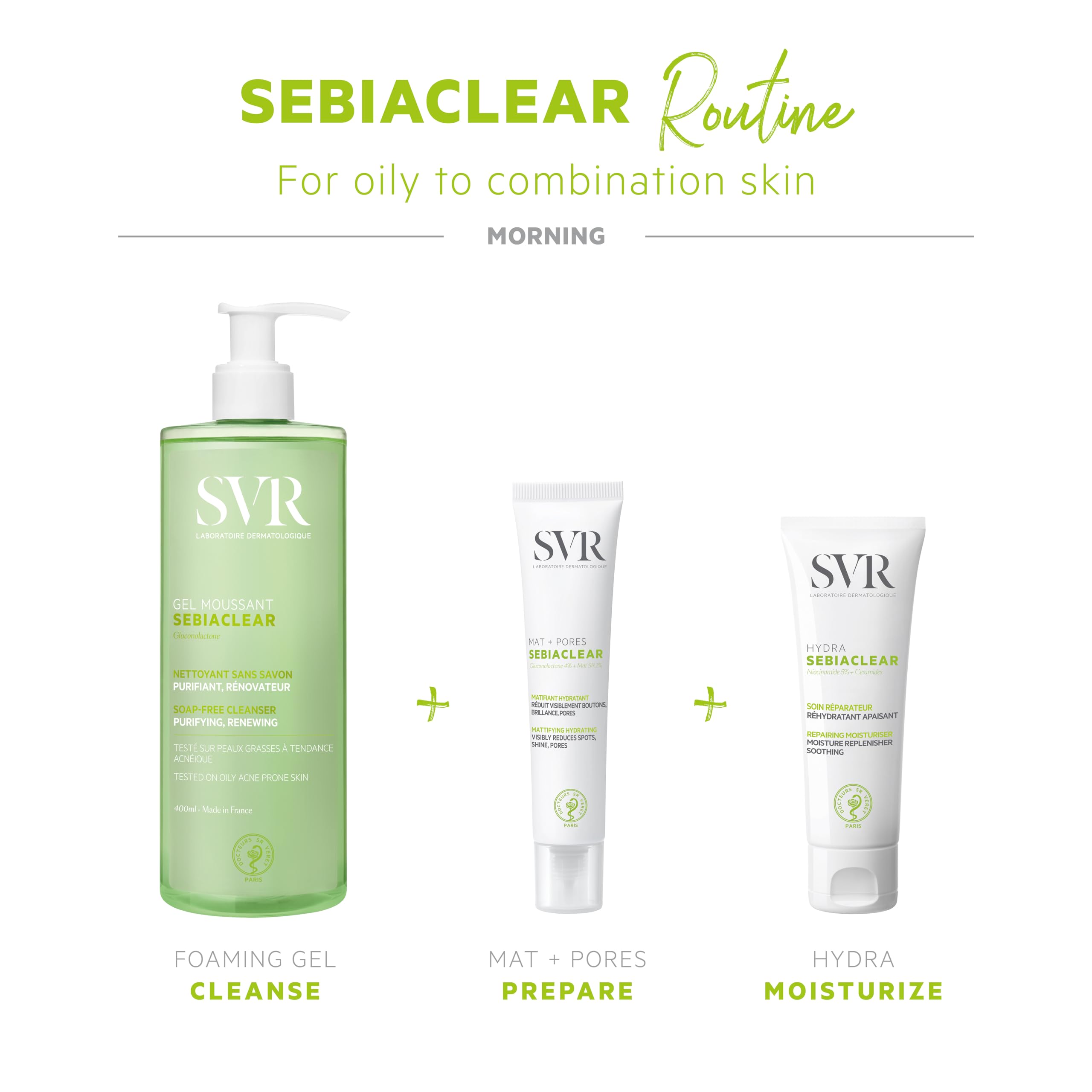 SVR Sebiaclear moisturizing face cream before after image shows smoother skin