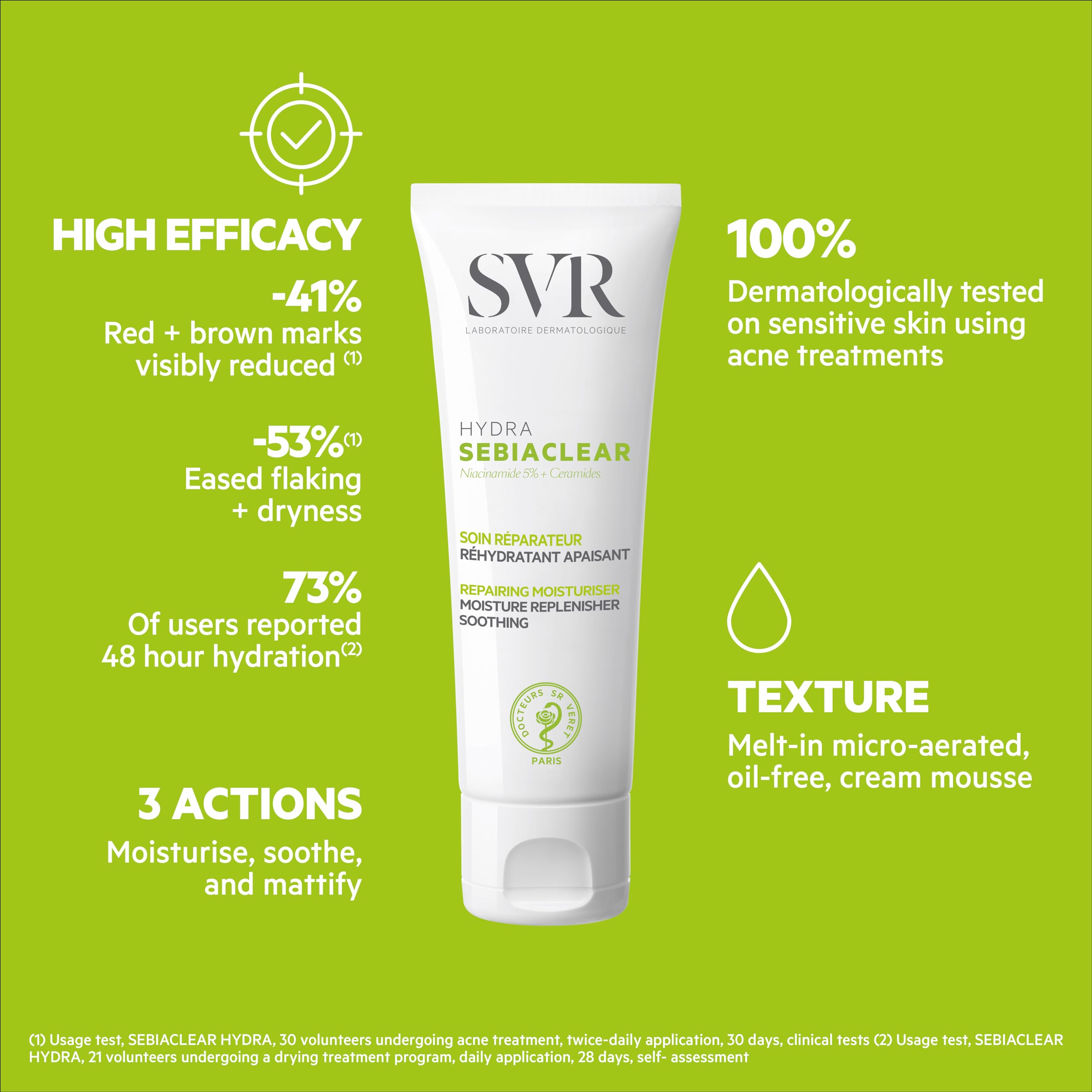SVR Sebiaclear moisturizing face cream packaging emphasizes travel friendly hydration on the go