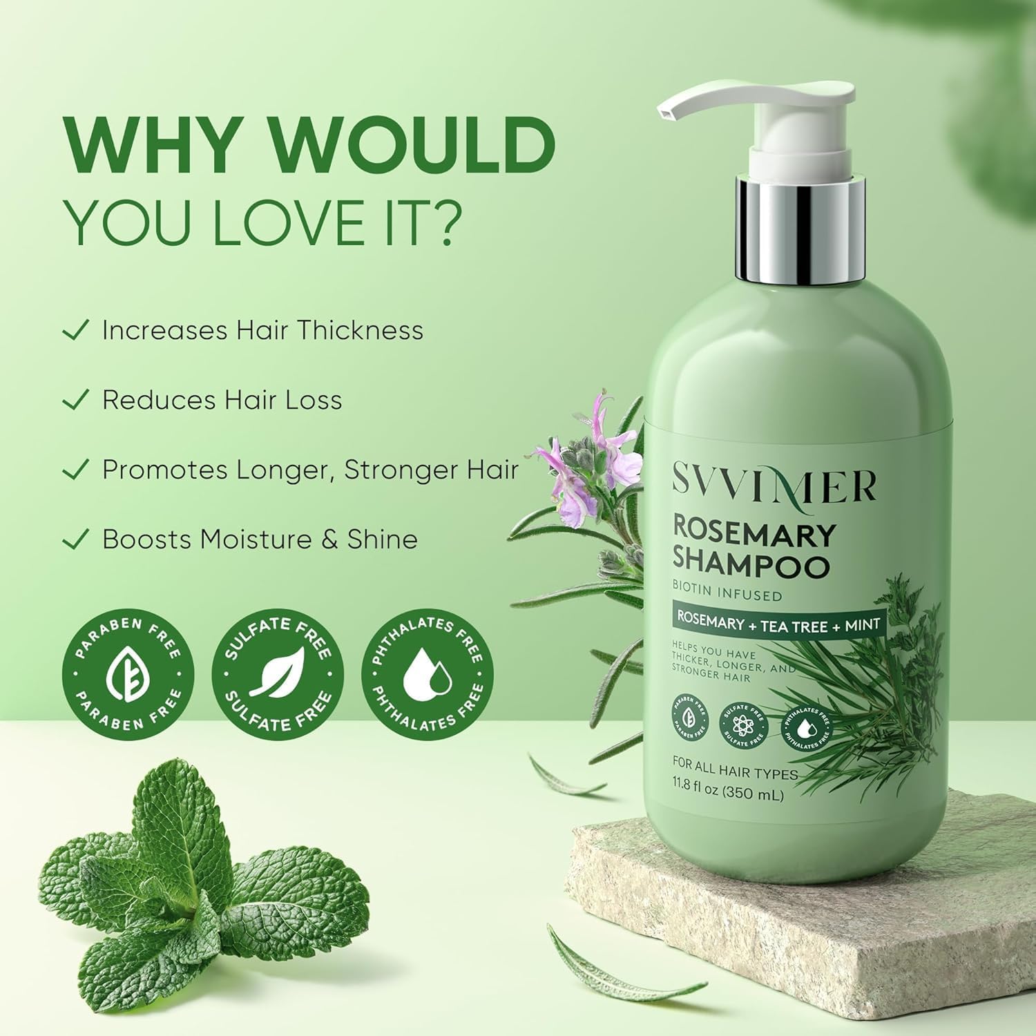 Champú Svvimer calma el cuero cabelludo con aceite de árbol de té.