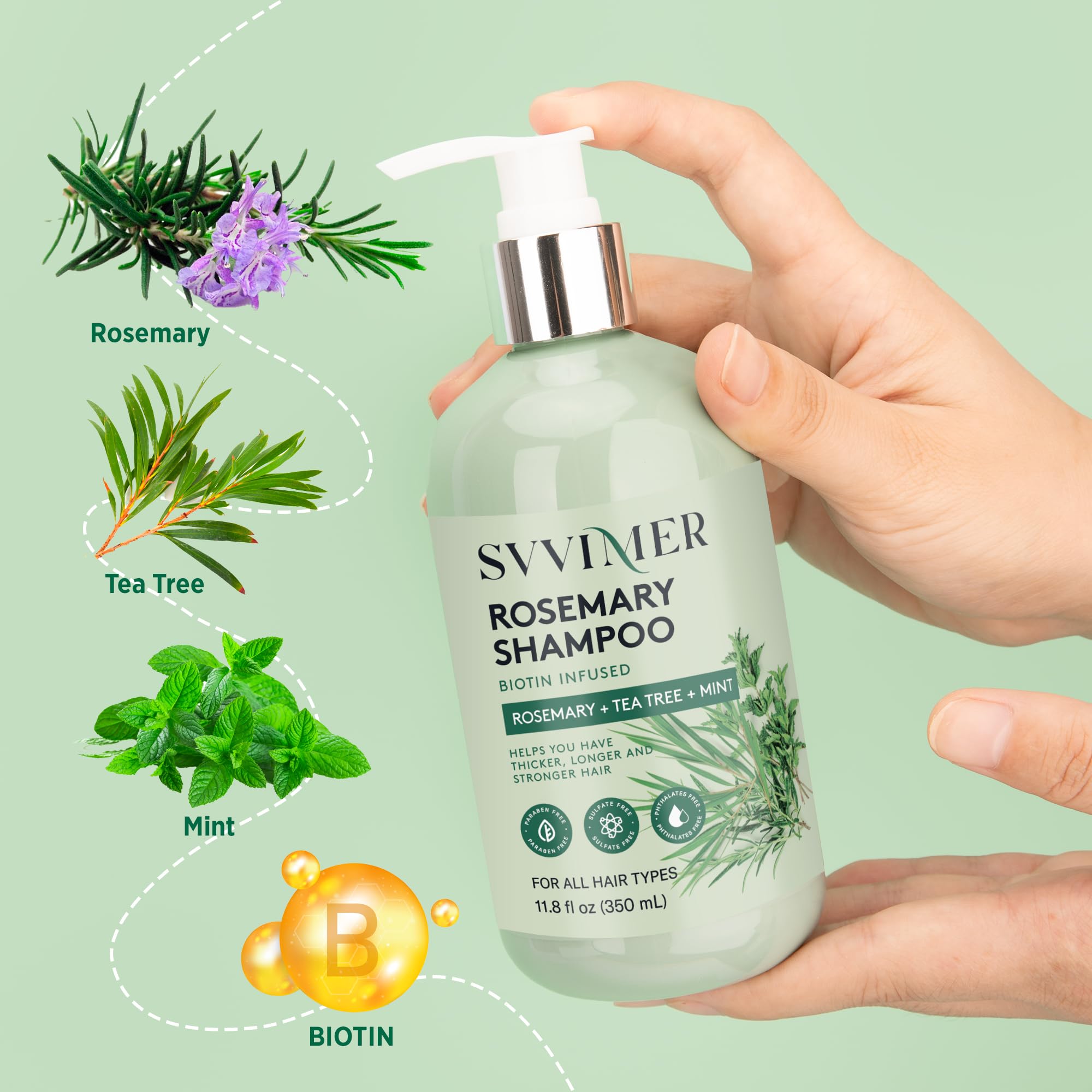 Svvimer shampoo lather in hand with mint and tea tree aroma