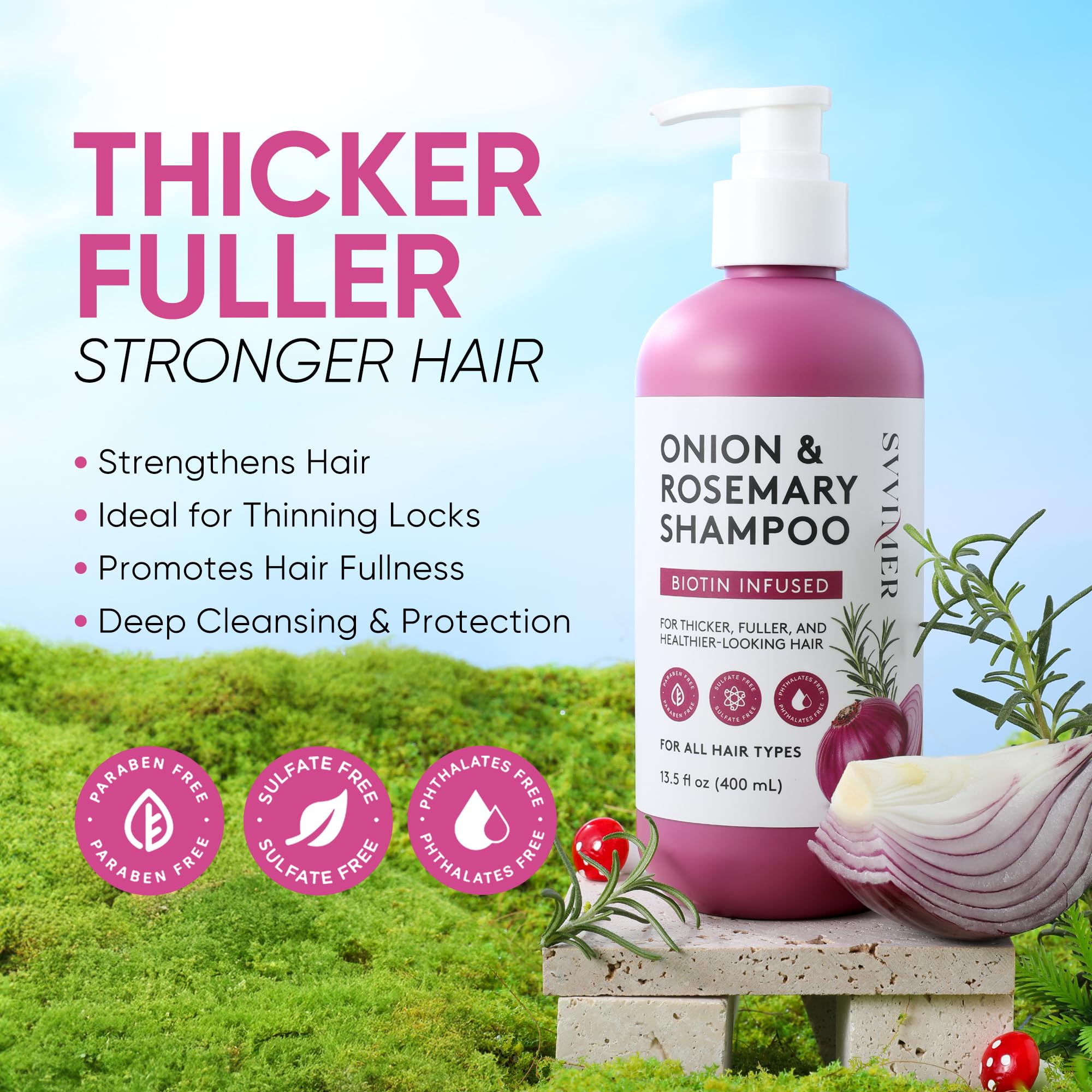 Svvimer sin sulfatos, envase de 13,5 oz para cabello suave.